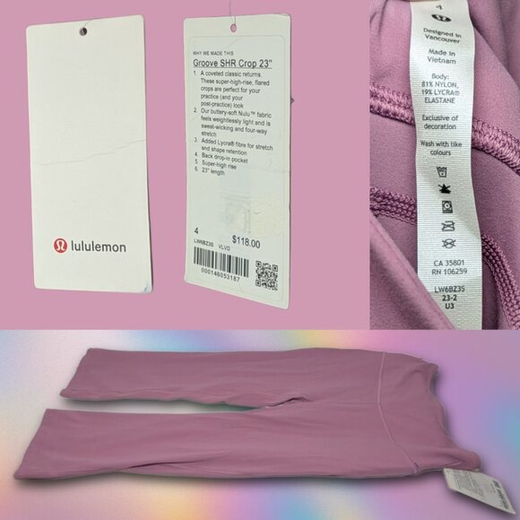 NWT Lululemon Groove SHR Crop 23" Magenta Glow Nulu Flared Leggings Size 4 - Picture 1 of 5